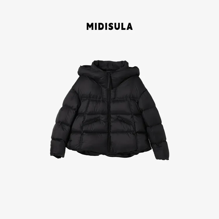 MDSL·欧货冬季时尚爆款极简风泡芙鸭绒连帽加厚羽绒外套#02420