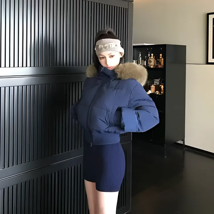 大毛领连帽韩版加厚棉服收腰显瘦小个子保暖短款棉衣潮外套面包服