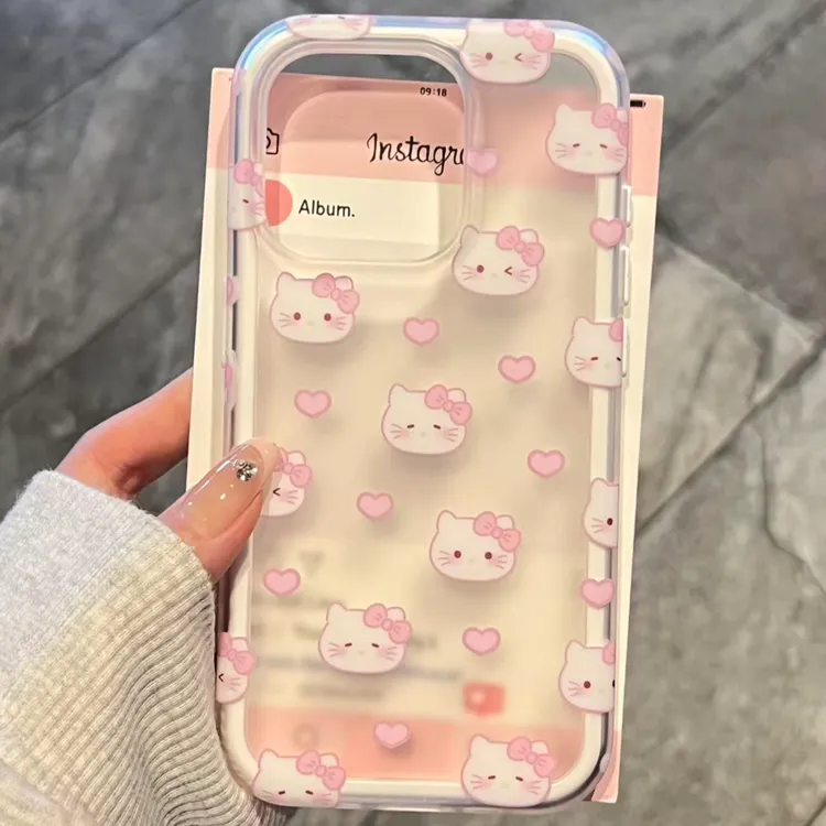 诚星泽可爱波点kt猫适用苹果16PRO手机壳iPhone15/14磨砂13女12硬