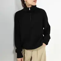 清-汤圆吖半拉链高领慵懒风高级感针织毛衣293475