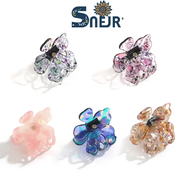 SUNNY FLUER/闪妮"繁花系列"醋酸花朵抓夹精致简约优雅