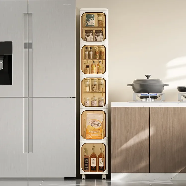 卫生间夹缝收纳柜窄缝置物架浴室边柜马桶边冰箱洗衣机缝隙储物柜