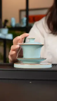 天熙马蹄盖碗9支钉烧