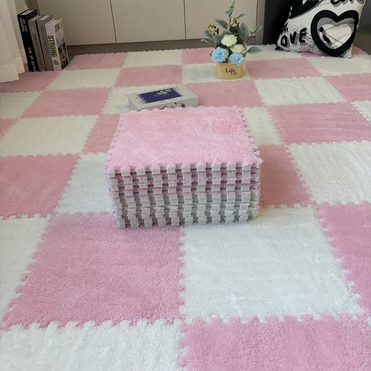 公主风毛绒房间客厅卧室阳台飘窗大面积全铺拼接泡沫地毯四季通用