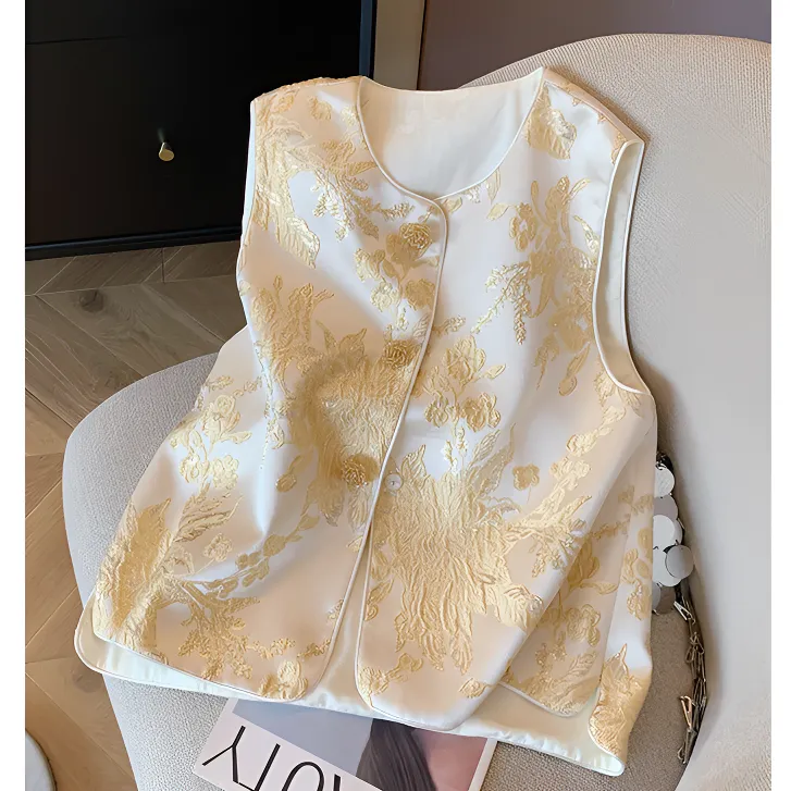 新中式国风女装高级感马甲春夏轻奢烫金提花无袖叠穿坎肩背心上衣