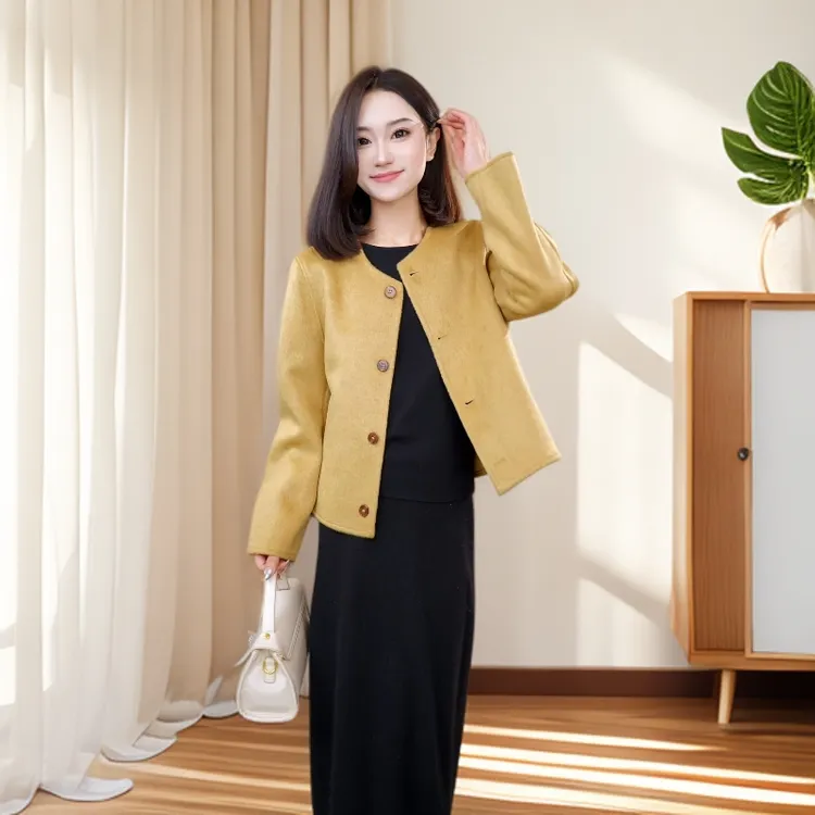 8926秋冬韩系高级感气质百搭小香风毛呢外套潮轻奢时尚
