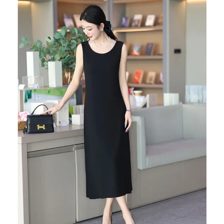 【正品】百搭时尚新款垂感长款女士高级感显瘦连衣背心裙-70203款