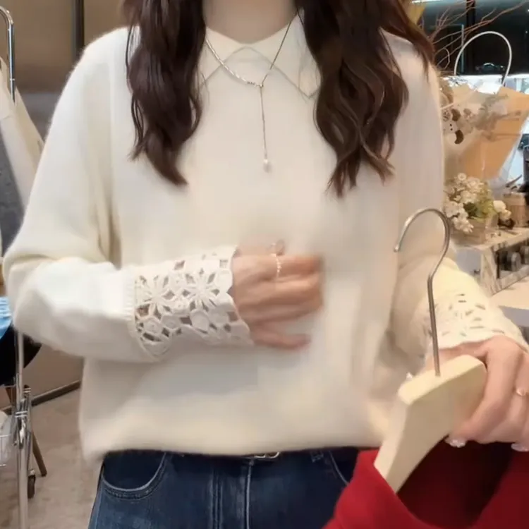 【玫瑰甘露】女款毛衣冬季新洋气百搭设计感长袖针织衫LK2508835