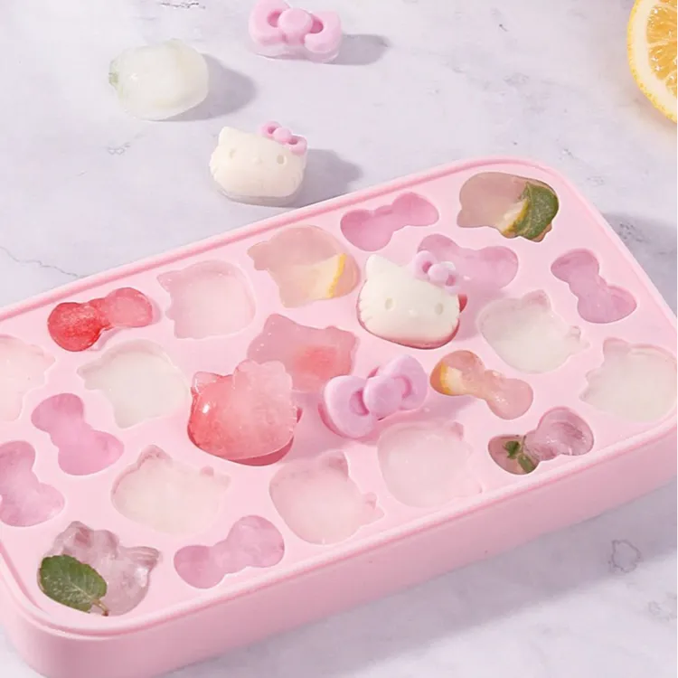 Hellokitty硅胶冰格卡通食品级按压冰块模具家用制冰储冰盒三丽鸥