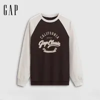 Gap女装2025秋季新款纯棉印花logo撞色插肩长袖宽松上衣DR 829376