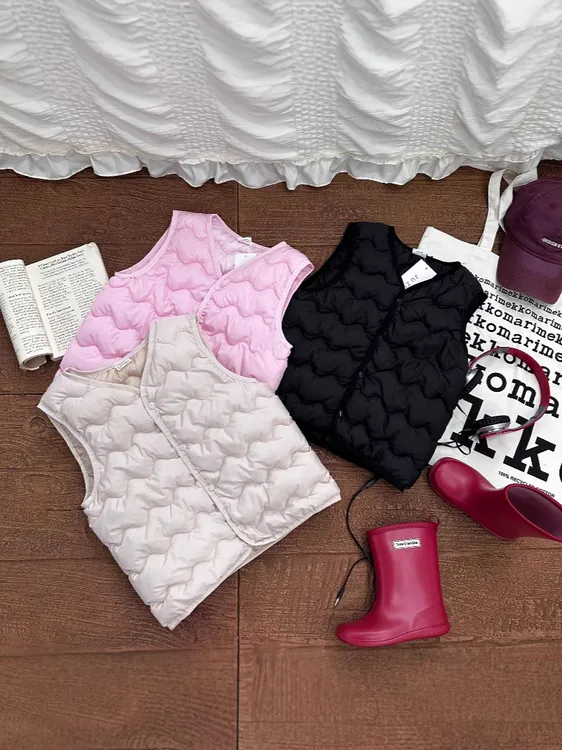 新儿童纯色小马甲男女宝宝春秋冬季内穿波浪线马甲坎肩婴童短款