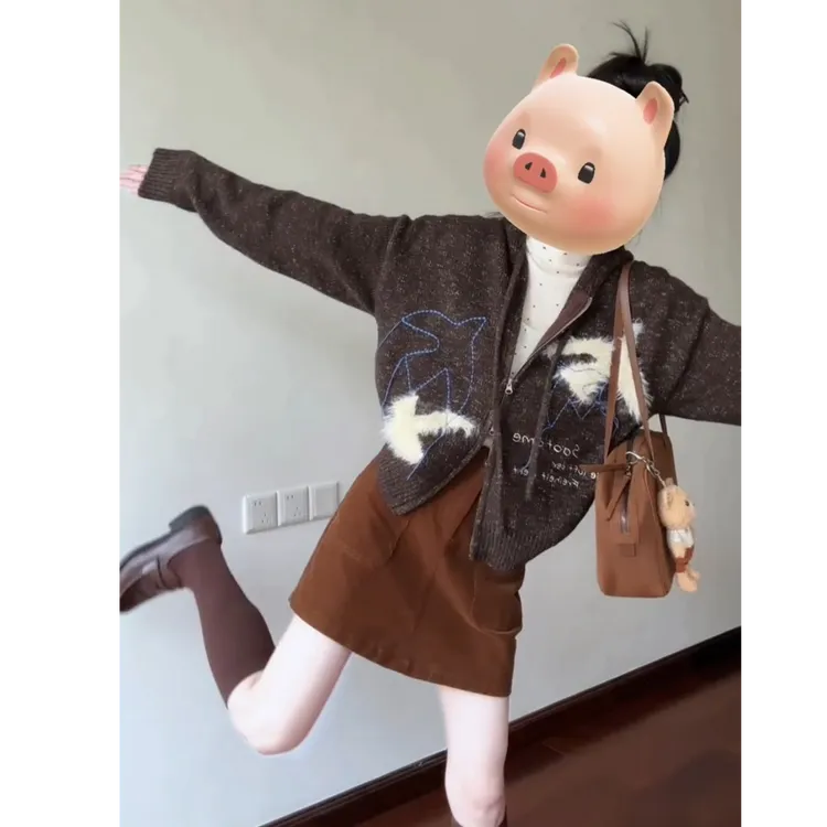 流行一整套2025秋季新款时尚复古港风甜美减龄开衫短裙两件套