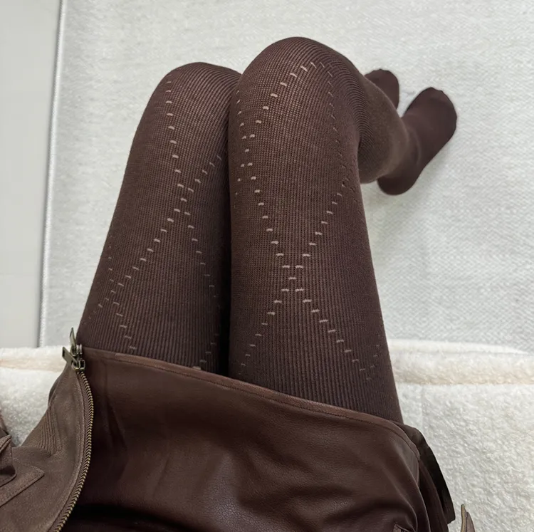 秋冬格蕾系镂空菱形格弹力显瘦保暖美腿袜打底连裤袜女