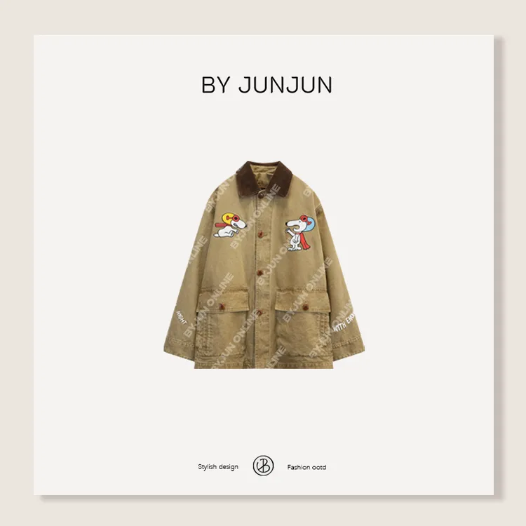 ByJunjun2025秋冬新款女装【史努比】真两件重工工装厚外套