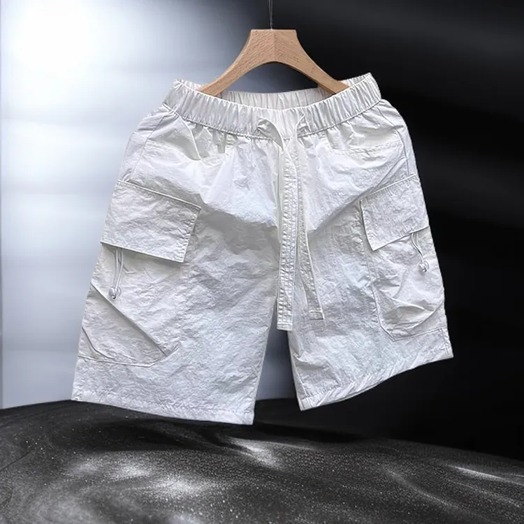 殿若夏季潮牌男士薄款速干短裤痞帅工装大口袋松紧腰休闲五分裤男