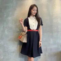 双节大促—翻领撞色收腰显瘦连衣裙07