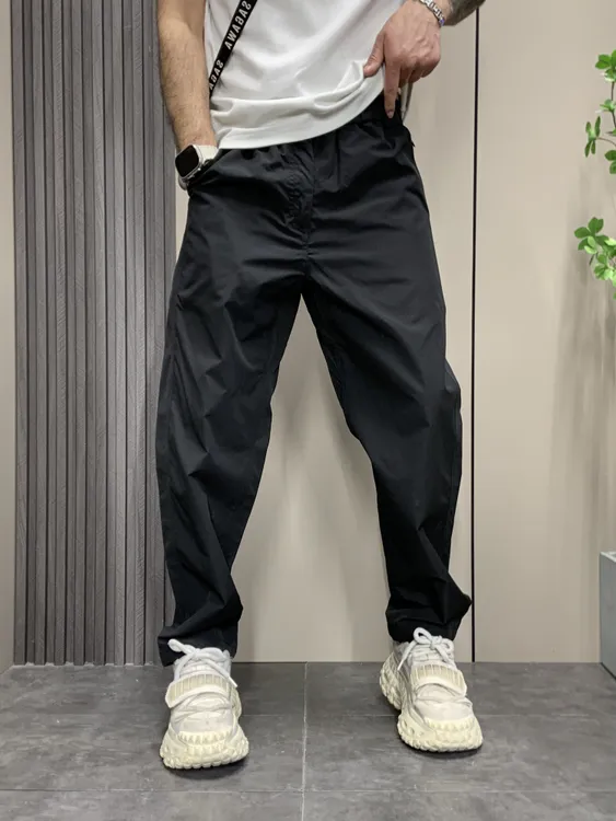秋季新款纯色透气运动直筒弯刀裤加厚男士潮流加绒通勤长款休闲裤