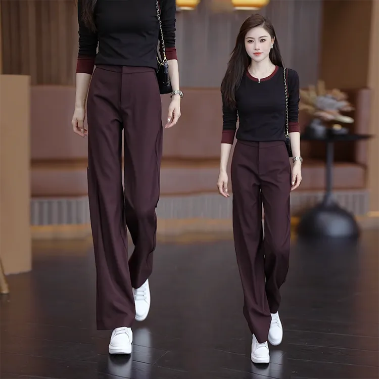 天丝羊毛垂感西装裤女2025秋季新款窄版时尚休闲裤显高显瘦直筒裤