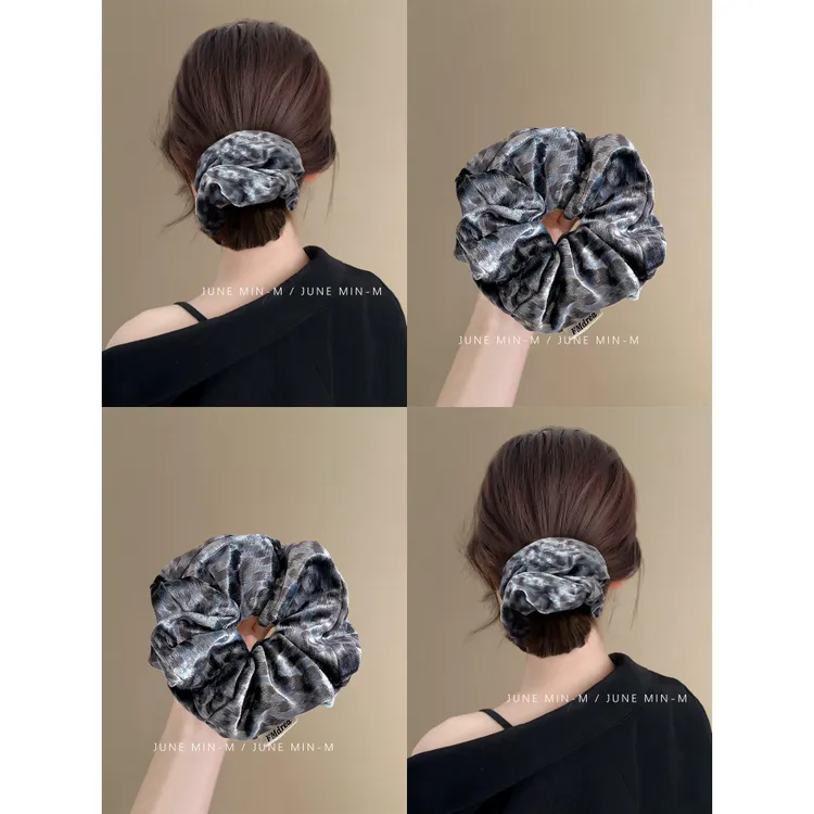 复古油画感！丝绒质感大肠圈发绳经典豹纹大号发圈头绳扎马尾发饰