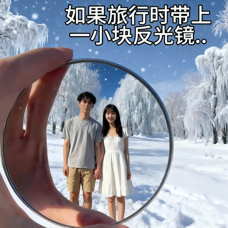 反光镜旅行拍照小圆镜凸凸面镜拍照道具镜子拍照户外小圆镜凸面镜