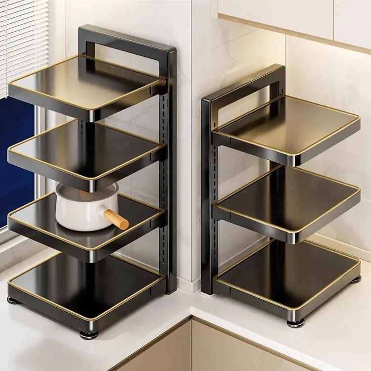 厨房多功能置物架多层锅具水槽下收纳架落地橱柜内分层放锅架台面