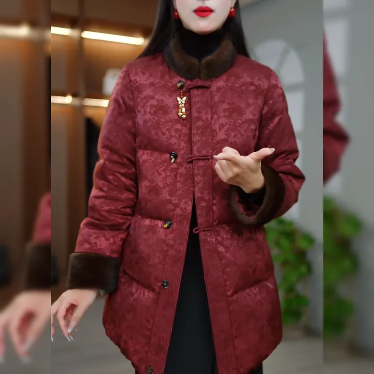 2025冬季洋气减龄时尚国风优雅保暖羽绒服M-3XL