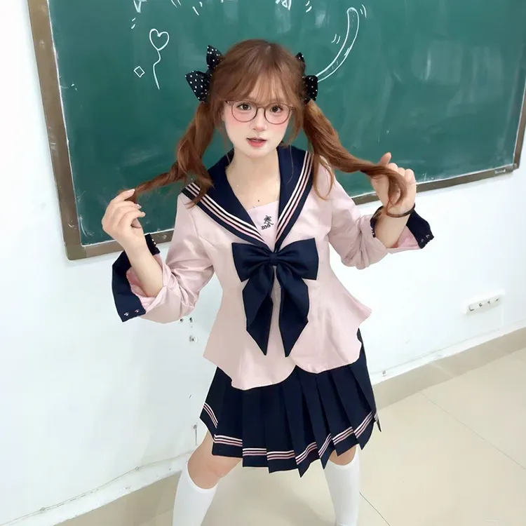 Tao小夭原创正版JK水手服【桃小糕】 学院风大码秋季中间服制服套装