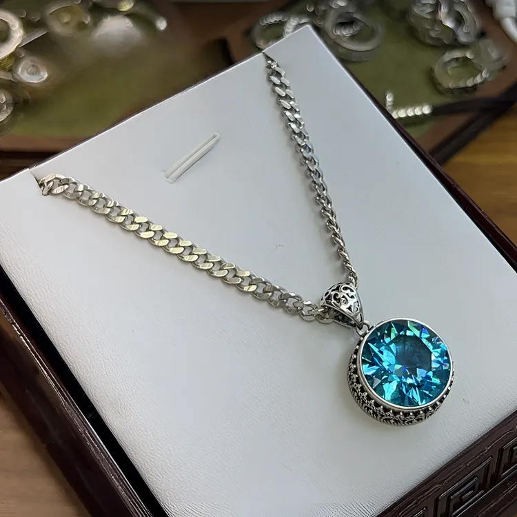 925银银制品 个性项链吊坠加链子套装