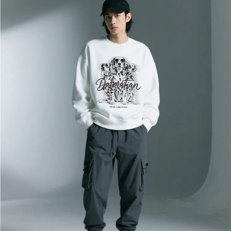 宽松型薄款INS风长袖圆领卫衣百搭秋季高街秋冬美式