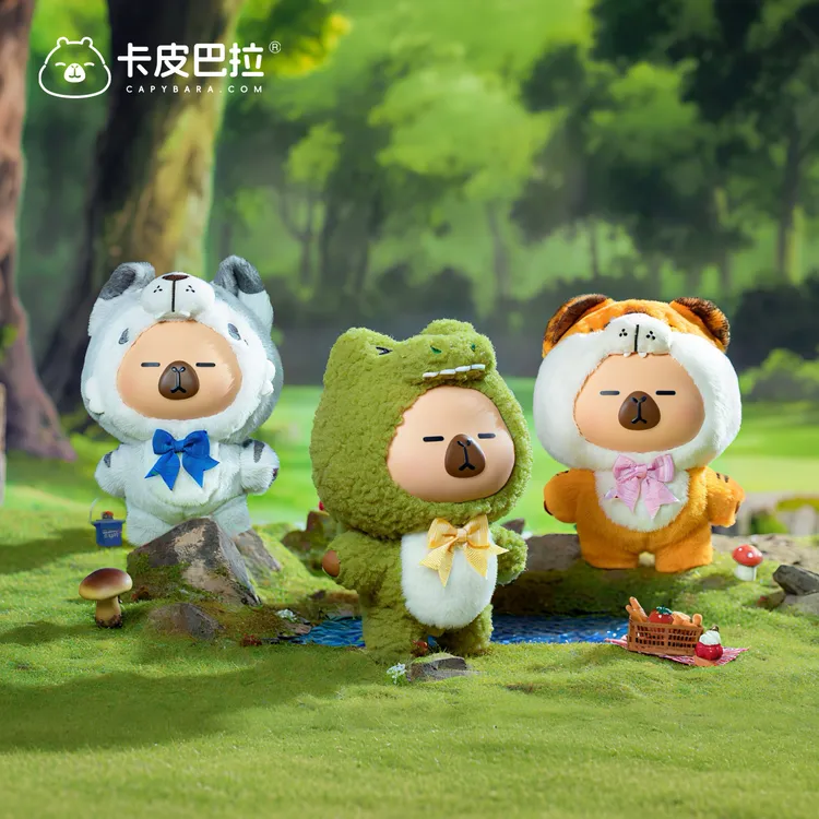 【达人专属】正版卡皮巴拉Pimoo动物系列搪胶毛绒盲盒礼物玩偶挂件