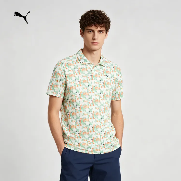 PUMA/彪马高尔夫POLO衫男款户外短袖透气速干高弹印花潮流634844