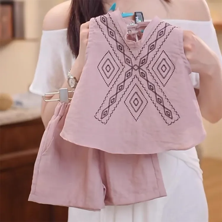 女童夏装套装2025新款夏季度假儿童波西米亚背心短裤两件套夏装