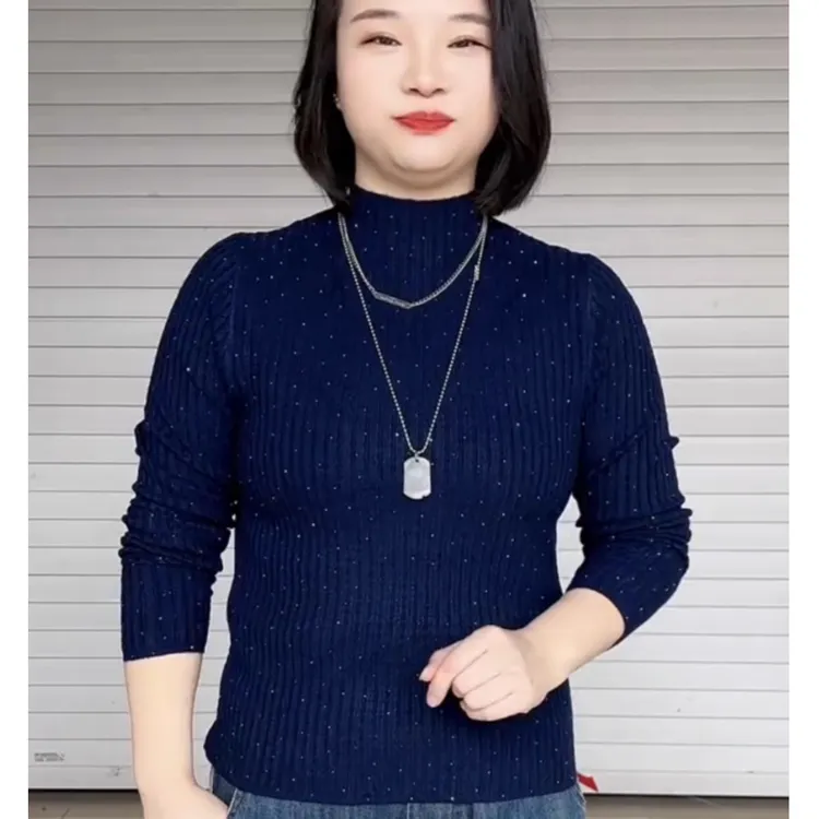 半高领满天星设计洋气超好看针织小衫女秋冬新款修身显瘦遮肉上衣