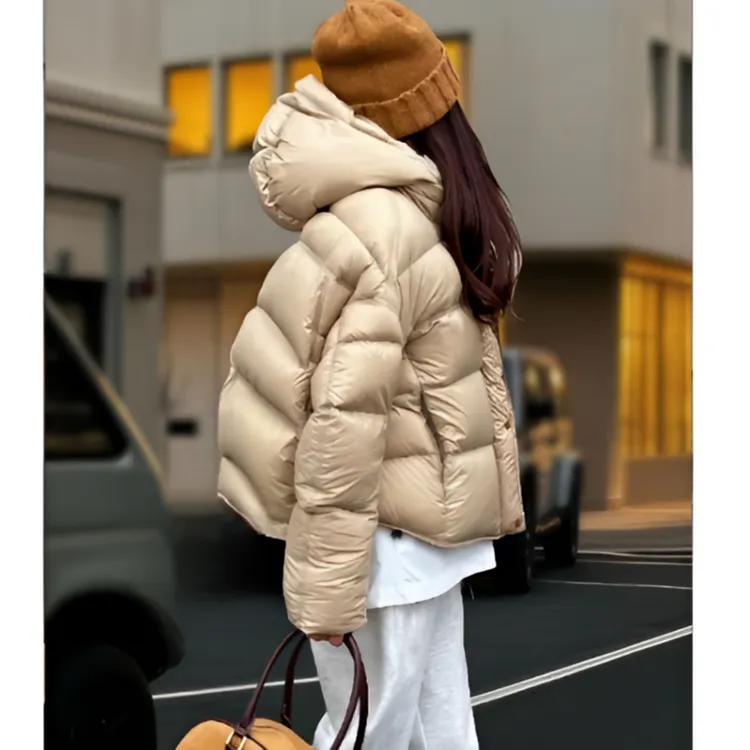 短款连帽泡芙面包服女2025冬季宽松防风袖龟背款外套