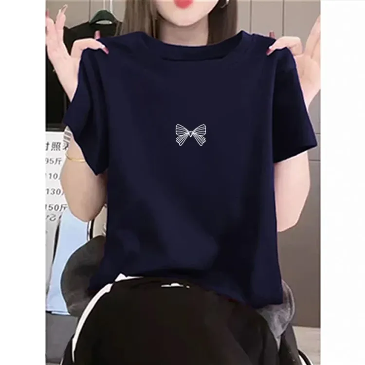 2025新款夏季正肩纯棉短袖t恤女时尚百搭洋气宽松显瘦打底衫上衣