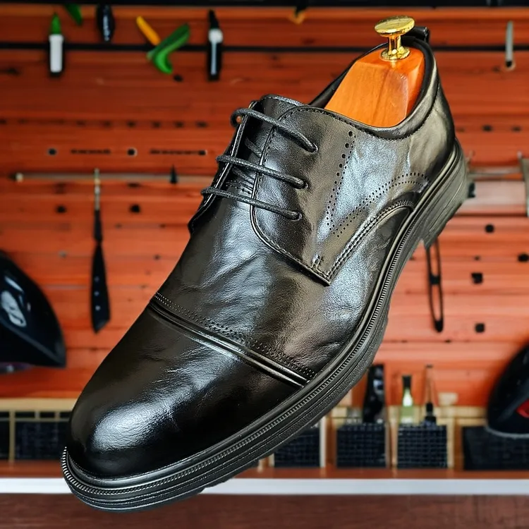 2025春夏新款皮鞋男款商务正装休闲潮流百搭英伦系带时尚圆头鞋子
