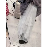 晶咕【出逃公主!】重工不规则多层蕾丝边高腰全松紧半身裙