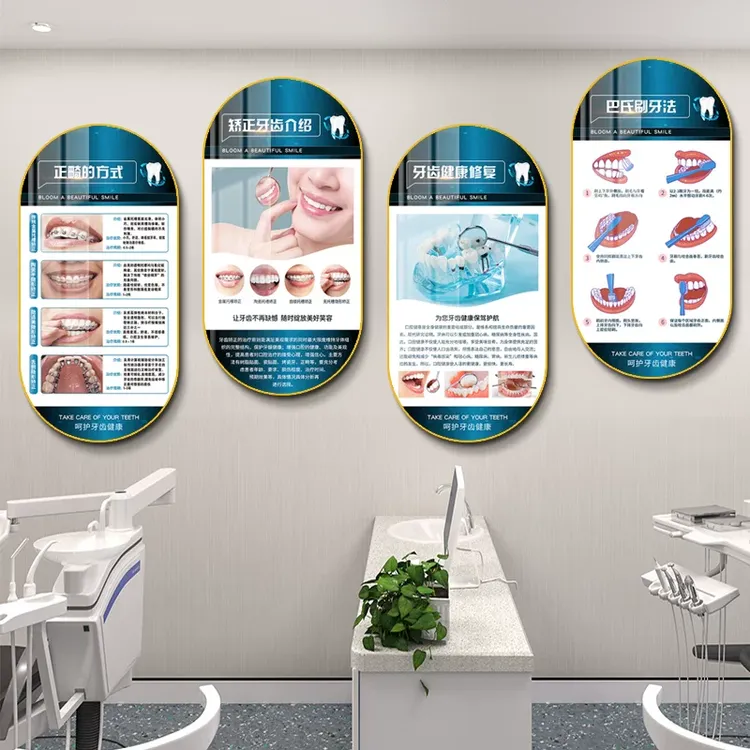 牙科诊所宣传挂画口腔会诊室背景墙面装饰画牙齿医院科室海报壁画