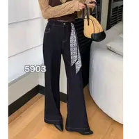 时尚百搭高腰牛仔阔腿筒喇裤秋季新款韩版洋气休闲直筒裤5903
