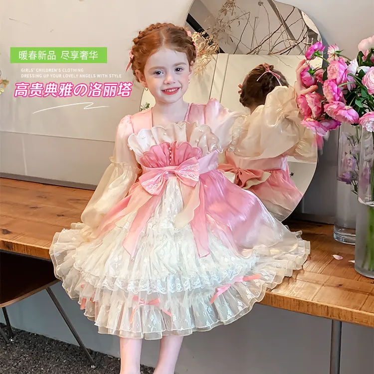 洛丽塔女童公主裙春秋正版儿童萝莉塔裙子女孩春装生日礼服连衣裙