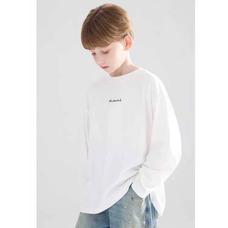 儿童纯棉长袖t恤春秋装2025新款男女孩中大童宽松休闲打底衫上衣