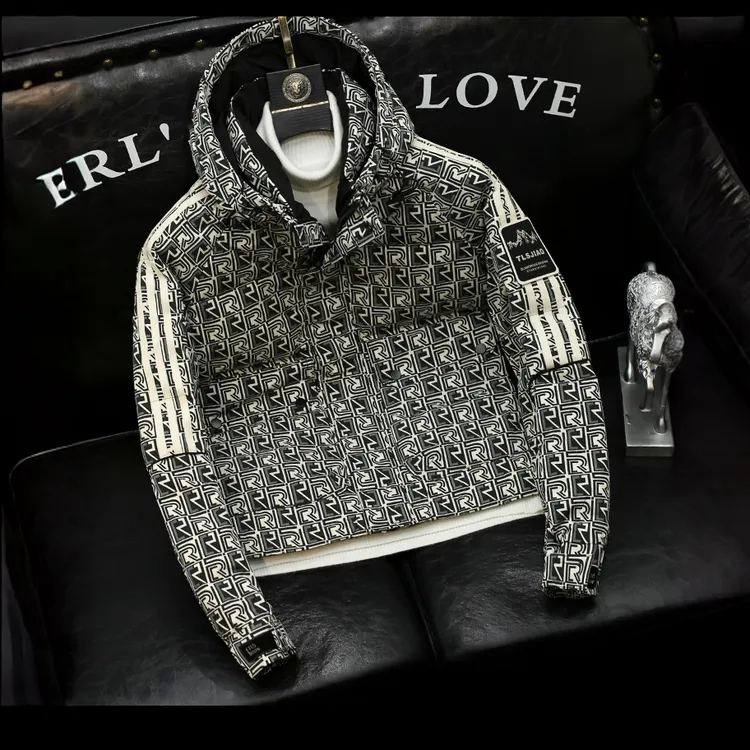 肯珀蒂韦KEMPOTIWO碎花羽绒服男士复古外套时尚冬季工装面包服冬