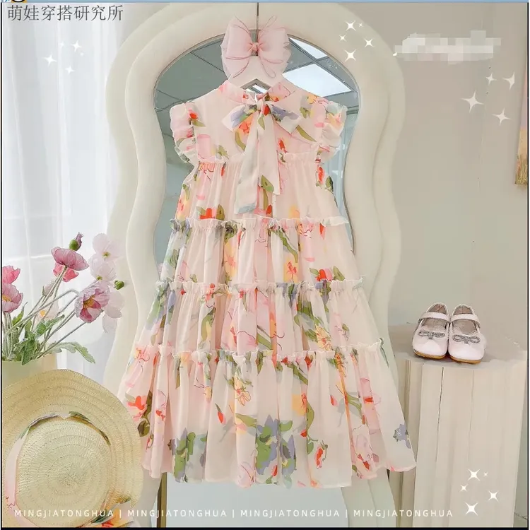 女童夏装连衣裙2025新款洋气儿童装裙子夏季小女孩无袖公主裙夏天