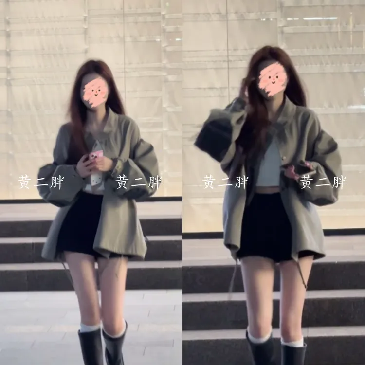 韩系高级感抽绳立领风衣外套女秋季新款小个子夹克短款上衣送吊带