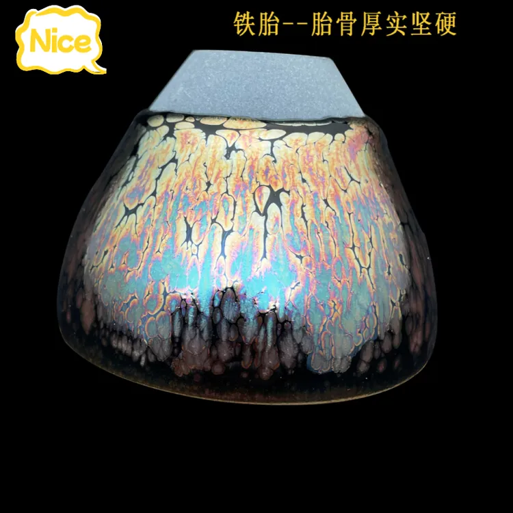 建阳有名匠师飞惺非遗手工制就天目陶瓷单茶盏供男女作主人杯具彰