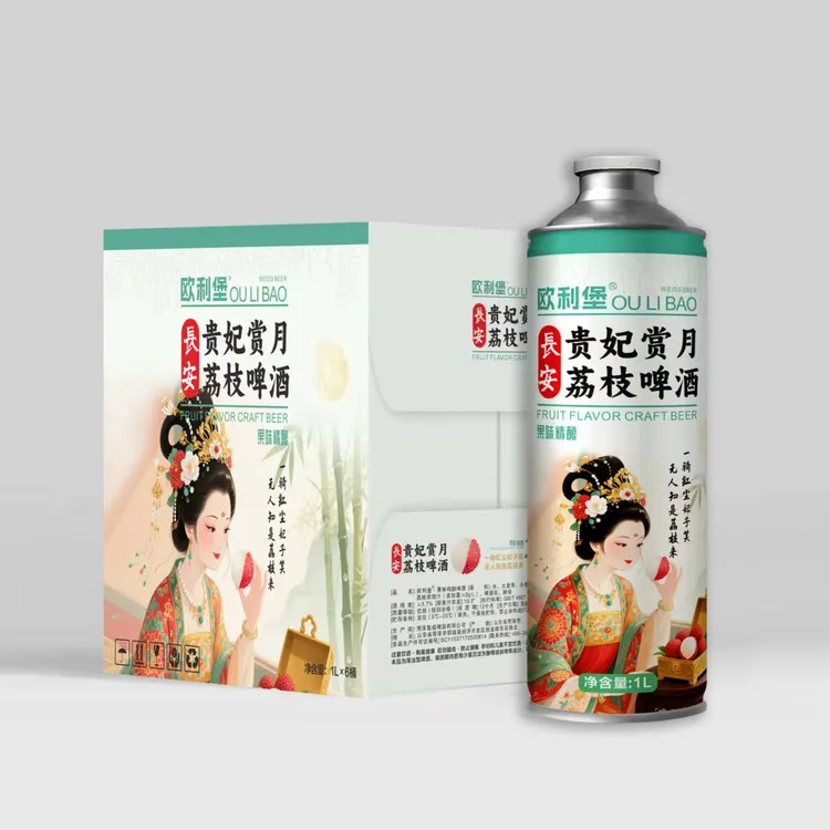 （海洋专属）欧利堡中式荔枝精酿啤酒 原麦汁浓郁酒精度适中1升*6瓶