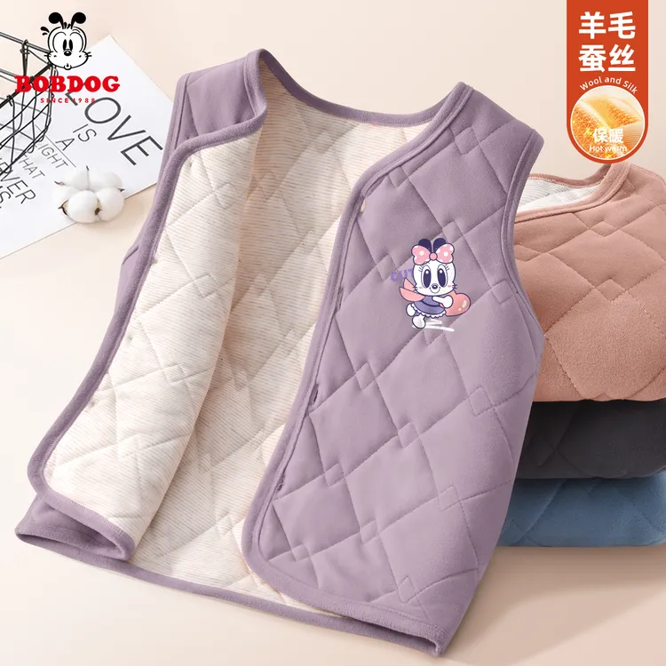 巴布豆卡乐童装儿童马甲冬2025新款保暖女童坎肩加厚内搭儿童冬装