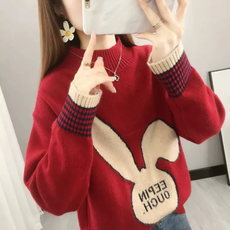 12岁女大童毛衣初中小学生卡通洋气13少女孩15宽松针织衫外穿秋冬