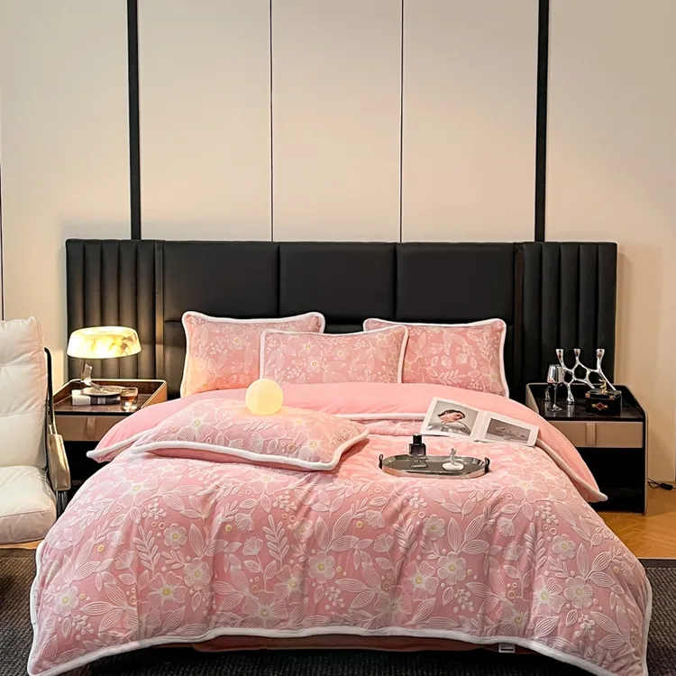 好物双面绒加厚牛奶绒四件套加绒被套冬天床上牛奶绒四件套装