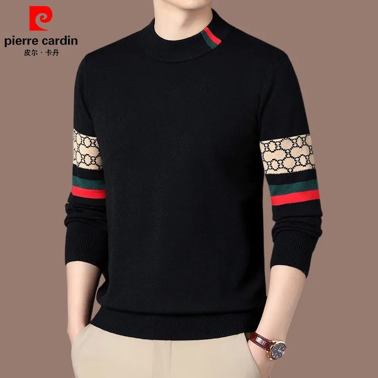 皮尔卡丹【国际大牌】男士高档秋冬羊毛衫半高领保暖毛衣针织打底衫